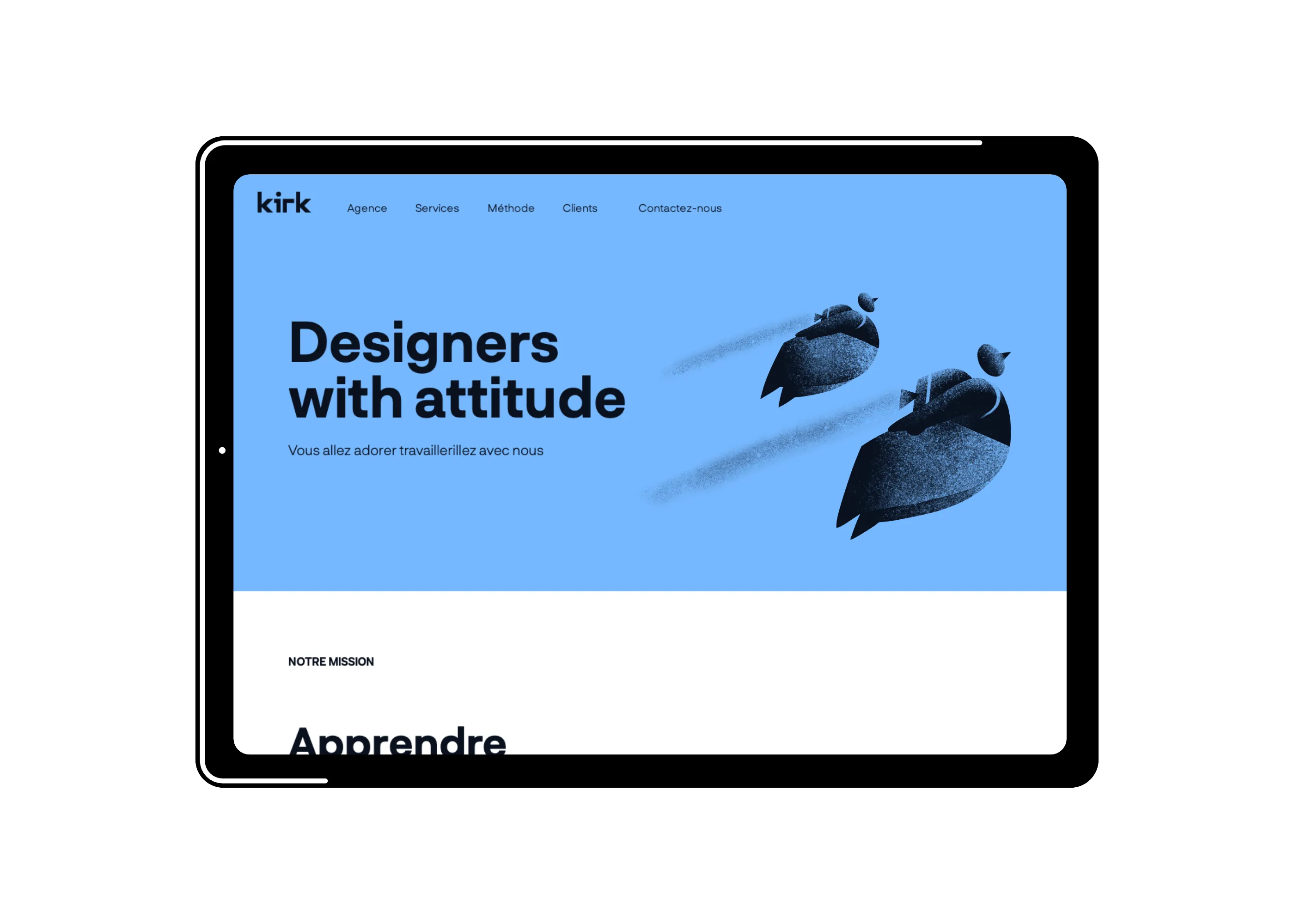 Illustrations applied to Kirk's site homepage.