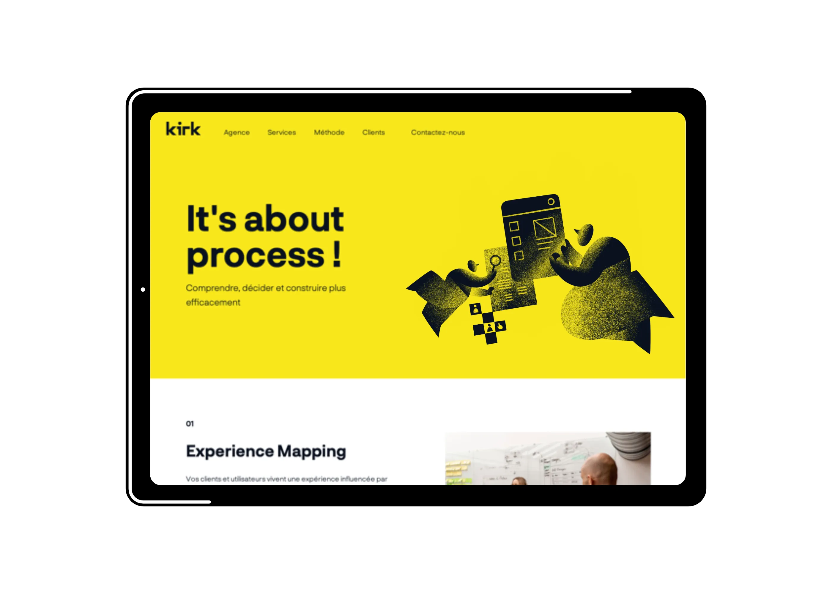 Illustrations applied to Kirk's site homepage.