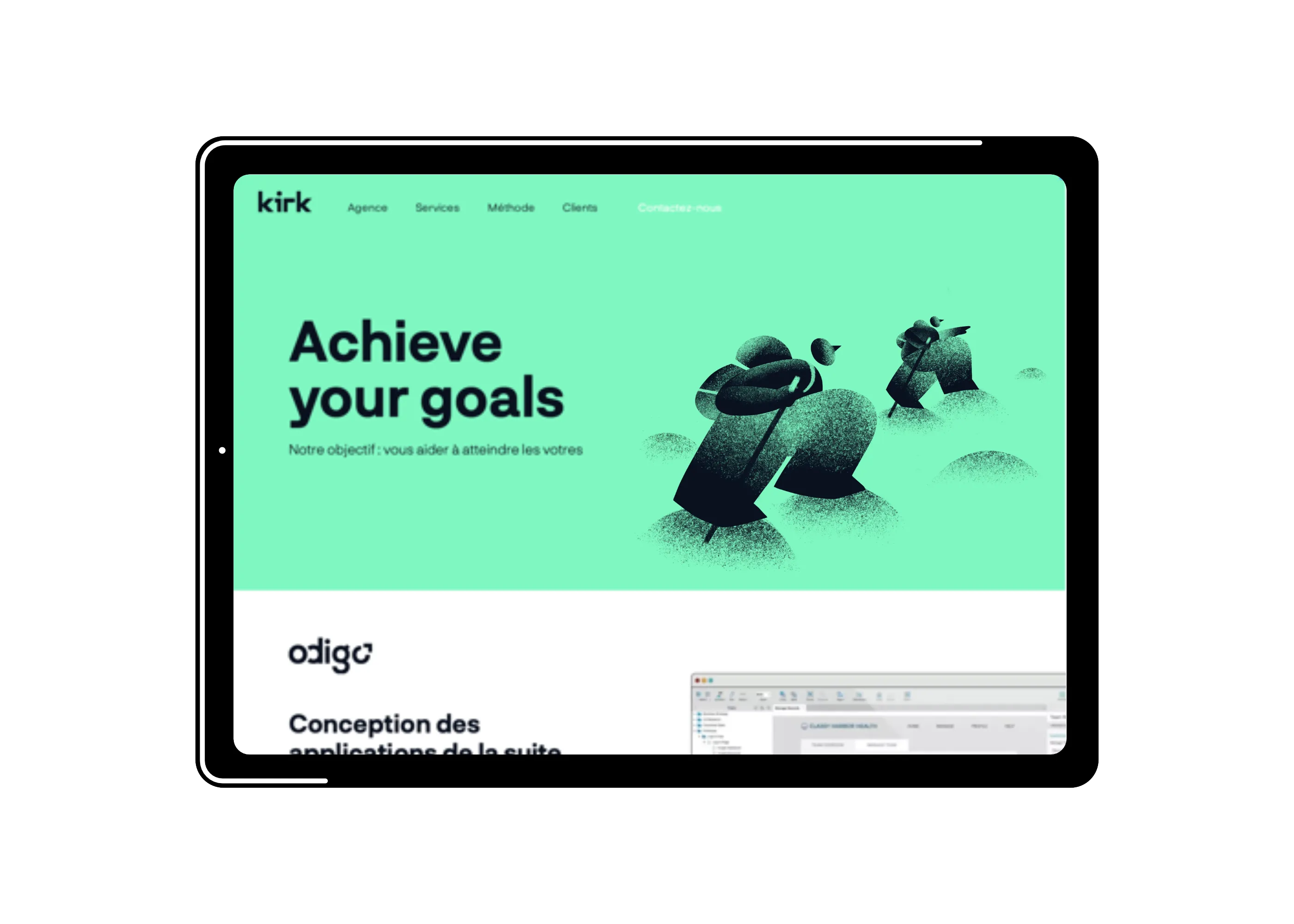 Illustrations applied to Kirk's site homepage.