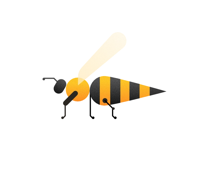 Illustration of the queen bee from the side