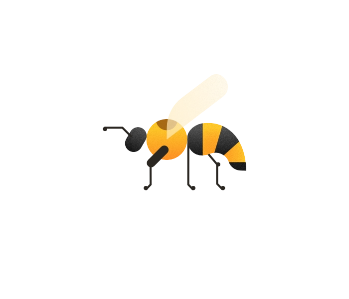 Illustration of the worker bee from the side
