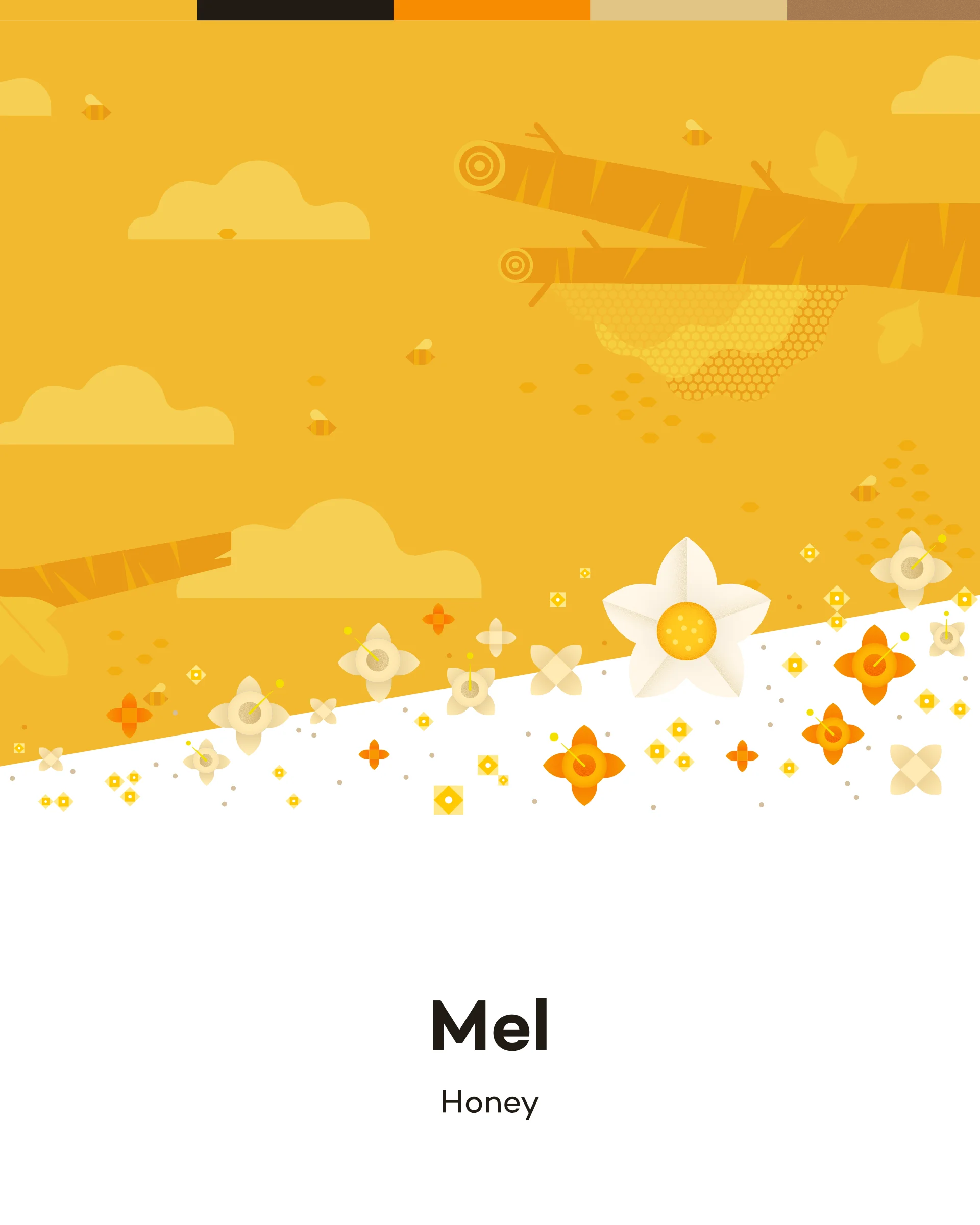 The process of making honey illustrated in various steps