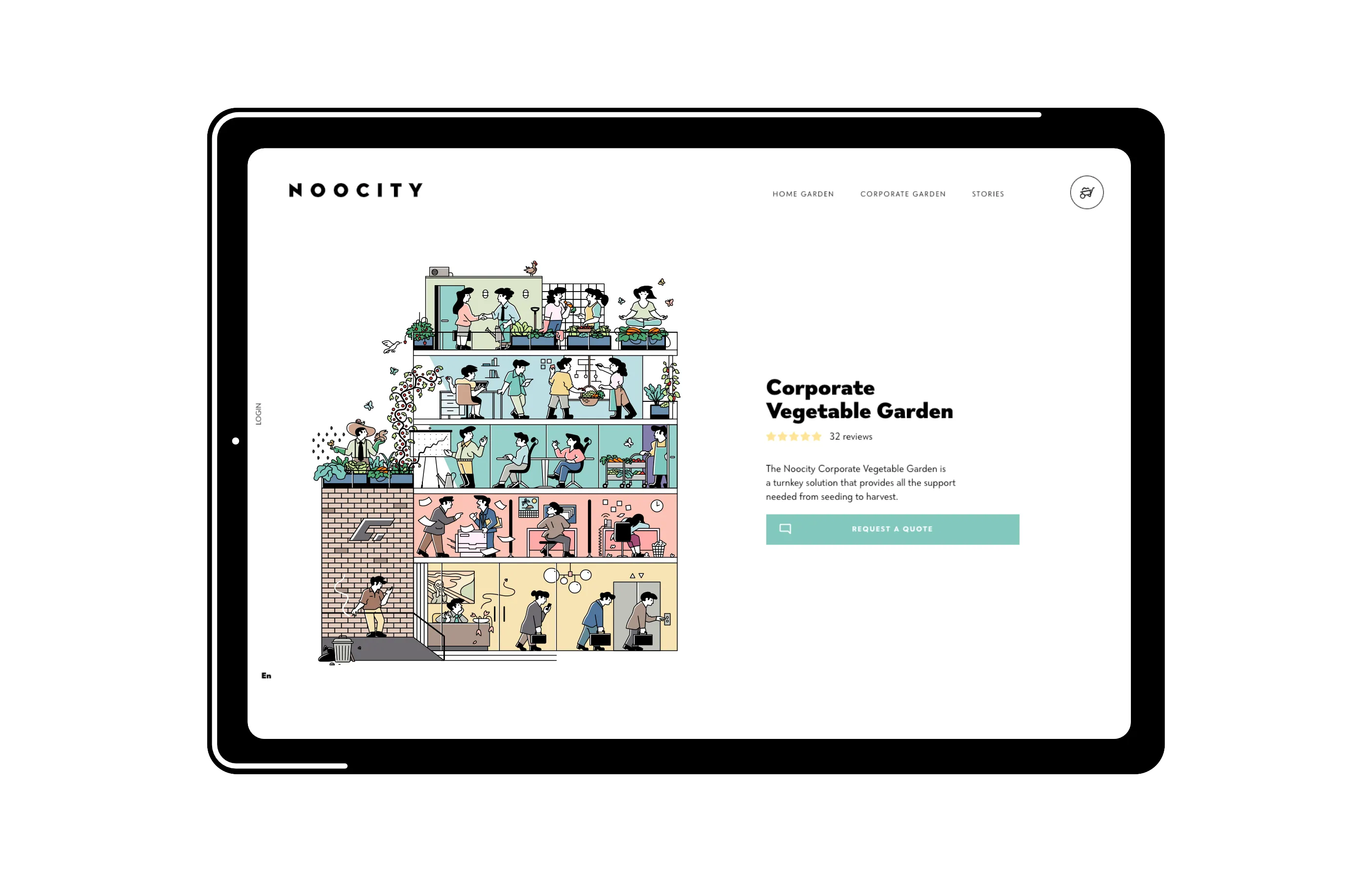 Noocity illustrations used in various brand touchpoints.